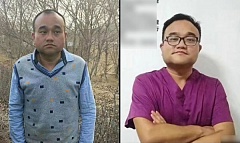 谭秦东入狱前后的照片，神态判若两人，“进去一个医生，出来一个民工。”（合成图片）